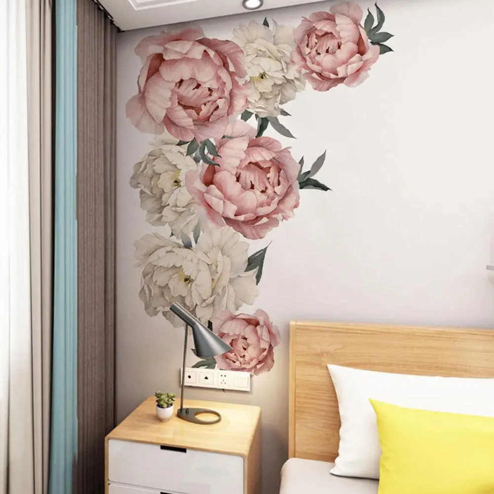 

Fresh Peony Flower Wall Sticker Living Room Wallpaper Mural Decal Home Art Decor Wall Stickers