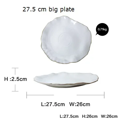KINGLANG керамическая нерегулярная рисовая чаша глубокая тарелка блюдо салатник посуда - Цвет: 27.5 cm small plate