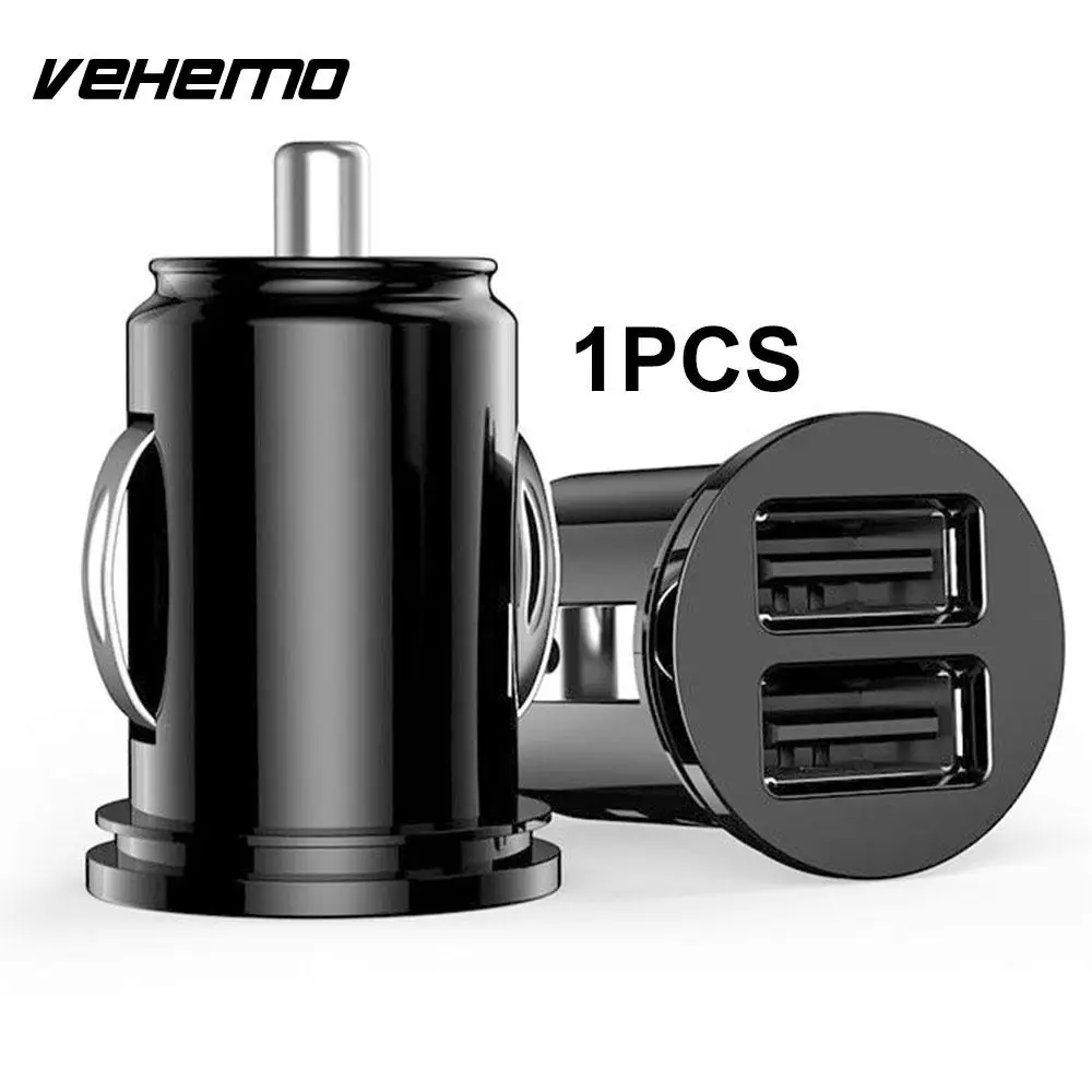Black Vehemo Mini Dual USB Автомобильное быстрое зарядное устройство адаптер Автомобильное зарядное устройство телефон автомобильное зарядное устройство для двойного USB порта gps навигатор напряжение для Pad - Название цвета: Black