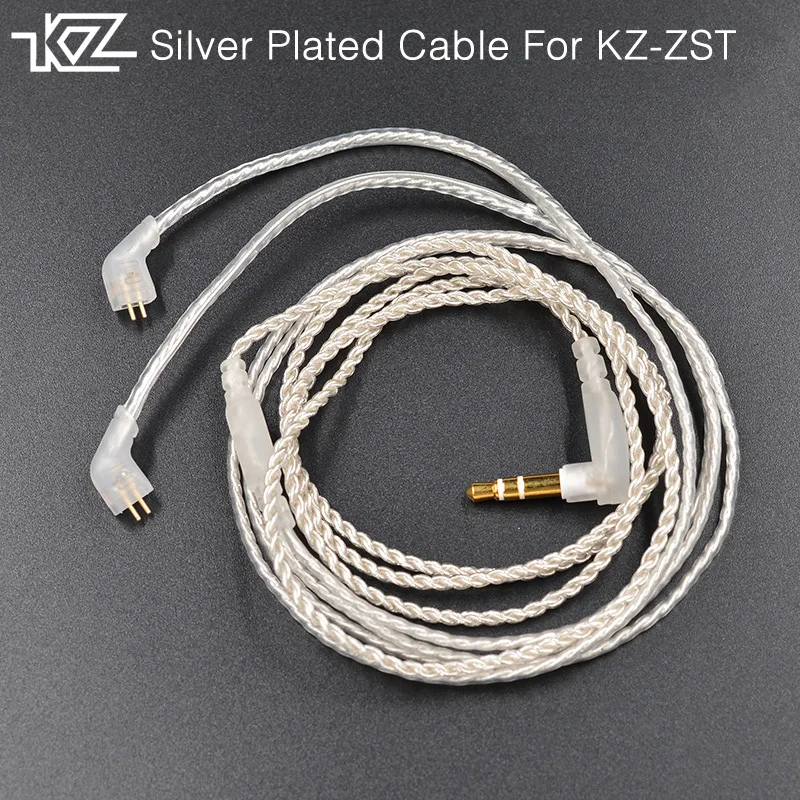 New KZ SPC Dedicated Cable 0.75mm 2 Pin Upgraded Plated Silver Cable 2