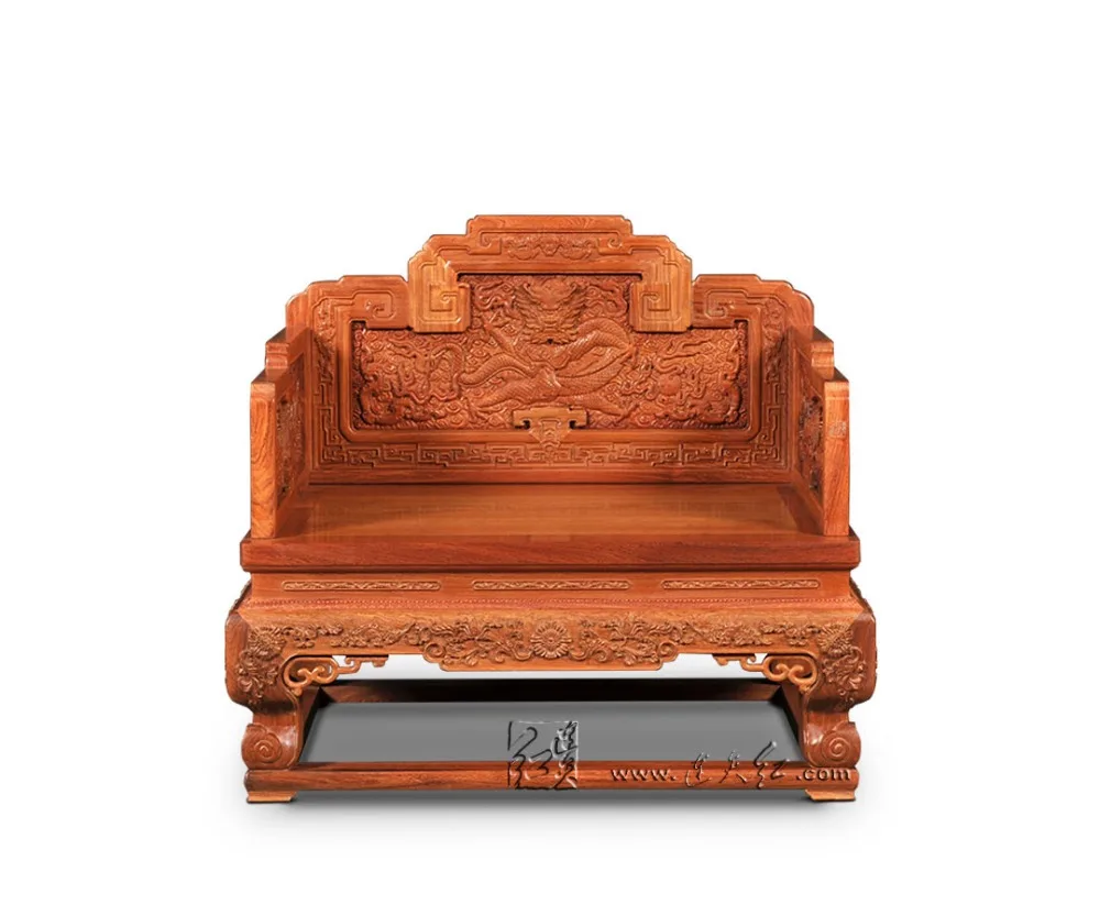 Роскошная мебель для отеля престол из дерева с резьбой в виде облачного дракона и