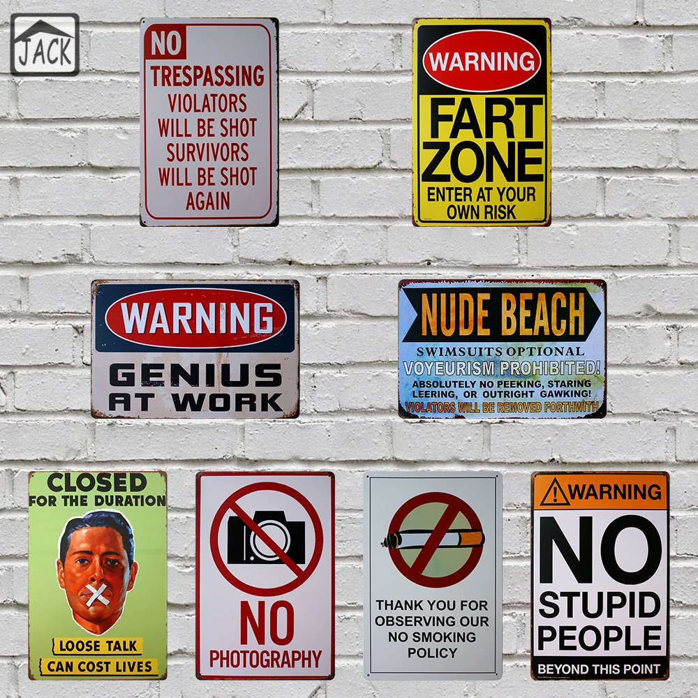 

Warning Genius At Work Advertising Plaques Metal Tin Plate Poster 20X30CM Vintage Tin Signs Bar Club Cafe Shop home Wall Decor