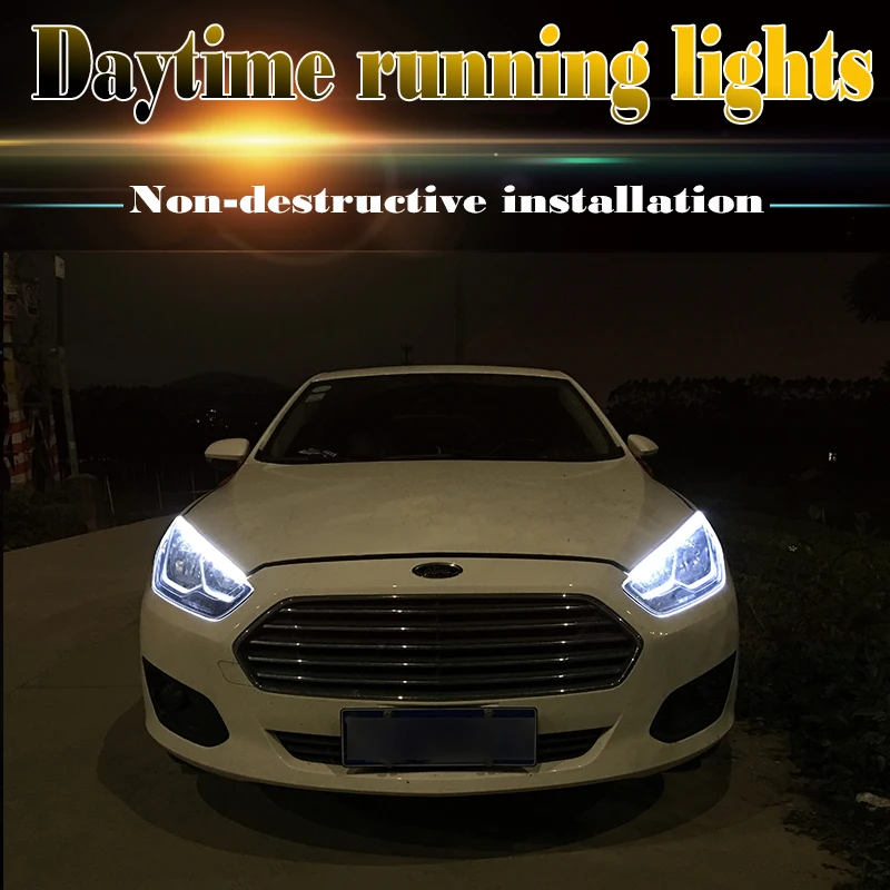 2 шт. авто лампы для автомобилей DRL светодиодный дневные ходовые огни аксессуары для стайлинга автомобилей указатель поворота полосы Фары в сборе