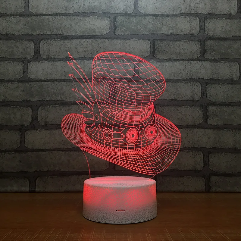 Милые кепки форма мультфильм 3D светодио дный свет в ночь 7 цветов Изменение Настольная лампа осветительное оборудование домашний Декор
