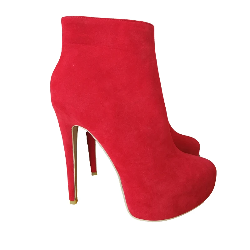 Оригинальное предназначение; новые элегантные женские ботильоны на платформе с круглым носком; ботинки на тонком каблуке; Цвет черный, красный; женская обувь; большие размеры США 4-15 - Цвет: EF04882
