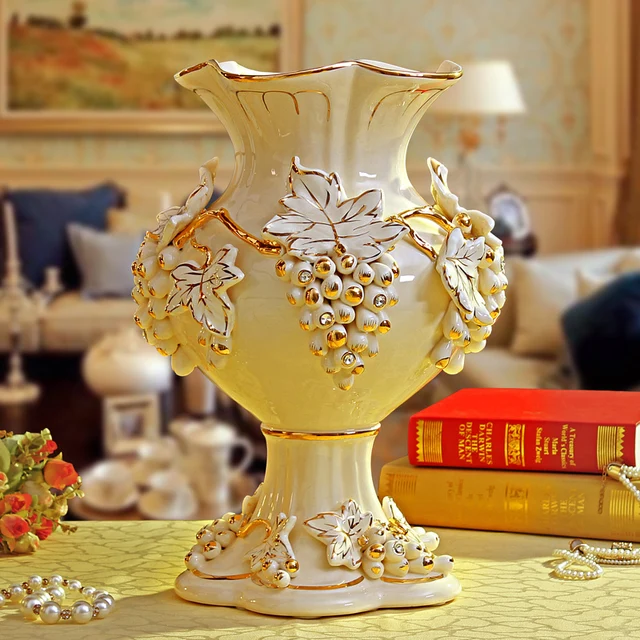 continental gilt flower vase ceramic countertop opening housewarming