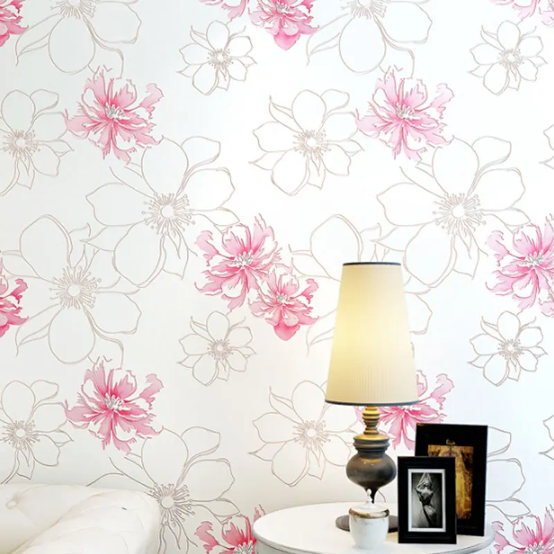

Hot Sale Romantic Floral Pastoral Wallpaper 3D Big Flower Mural Non-woven Room Decor Wallpapers Fresh Wall Paper 4 Colors QZ074