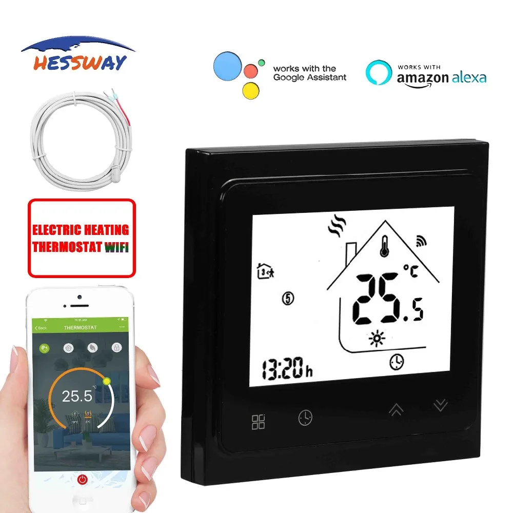 HESSWAY TUYA умный чип нагревательный кабель с термостатом Wi Fi 16 А двойной датчик NTC