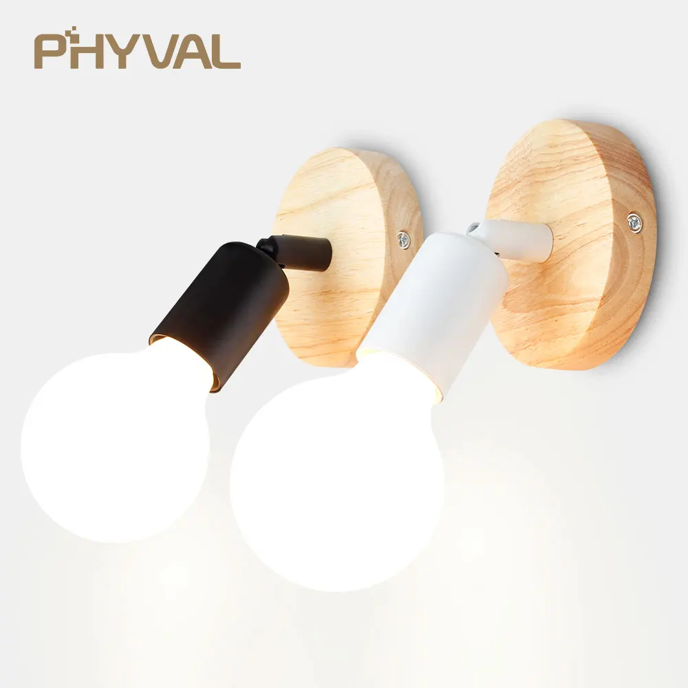  LED Wall Lamp Modern Wood Lamp Nordic Loft Style lamps Industrial Vintage Iron wall light for Bar C - 32891143551