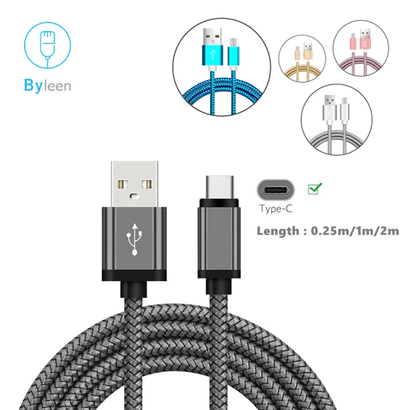 2 м USB C кабель для зарядного устройства кабели передачи данных Быстрая зарядка