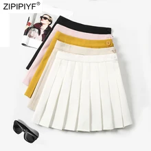 Мини юбка осенняя одежда новое поступление плотная плиссированная юбка Женская корейская мода высокая талия юбки H6008