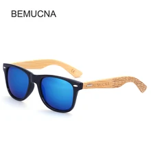 2017 New BEMUCNA Wood Sunglasses PC Frame Handmade Bamboo Sunglasses Wooden Sun glasses for Women Oculos de sol masculino