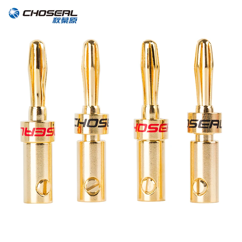 CHOSEAL 24K Gold-plated Copper Banana Speaker Plug Connector Adapter Audio Banana Connectors for Speaker Wire Amplifiers