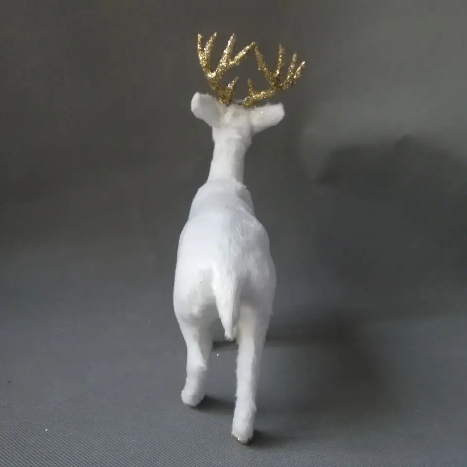 Большая 24x25 см белая фигурка оленя полиэтилен и меха Рождественская фигурка оленя домашний декор реквизит, модель подарок d0125