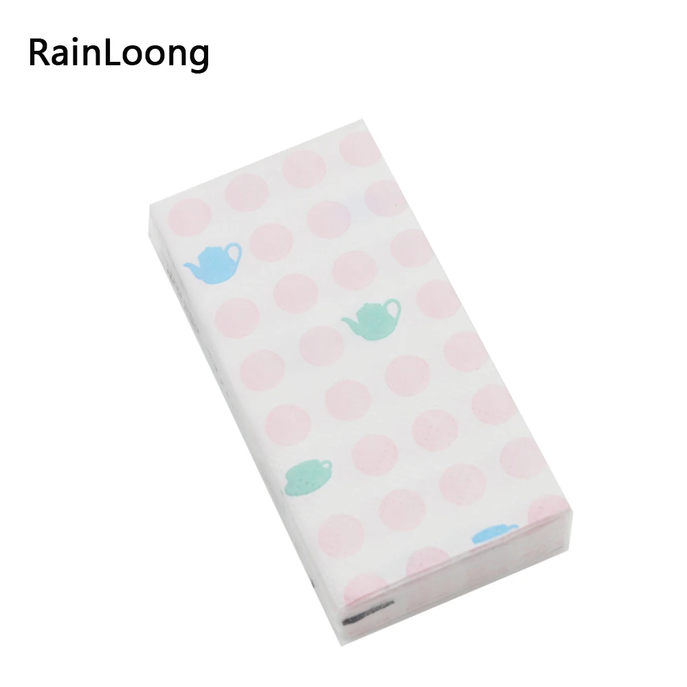

[RainLoong] Dot Printed Pocket Paper Napkin Tissue Handkerchiefs For Decoration Personal Care 21*21cm 10pcs/pack/lot