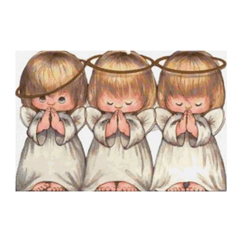 Round diamond embroidery Three little angel needlework cross stitch round resin full diamond painting wall picture