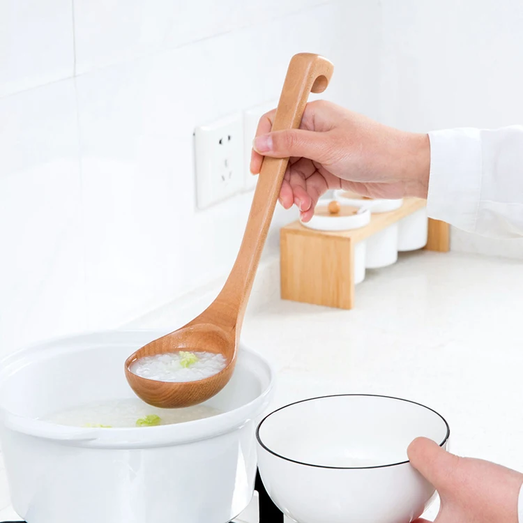Кухонная суповая ложка с длинной ручкой деревянная ложка густой суп ложка большой деревянный сервировочная ложка столовая ложка деревянная посуда