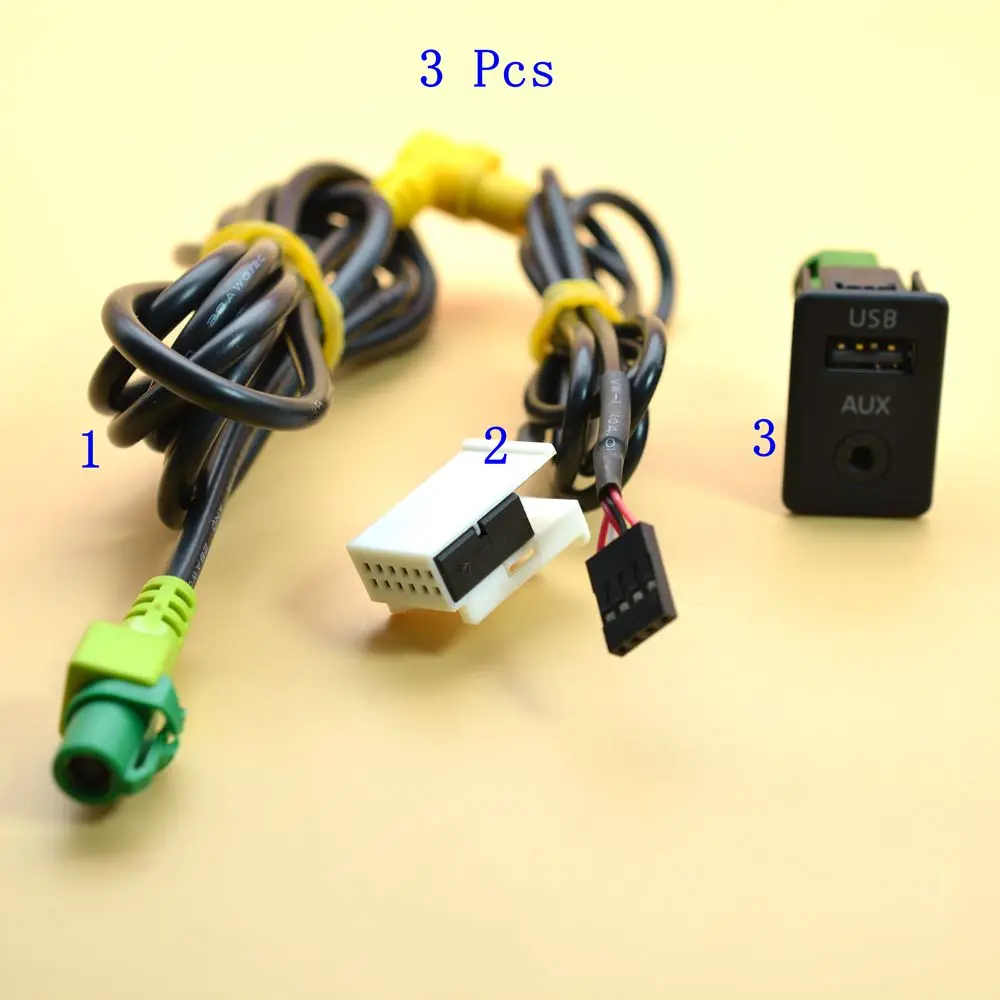 

USB+AUX IN SWITCH WCable FIT RCD510 300 310 For Passat B6 B7 CC GOLF MK6 JETTA 3CD 035 249 A