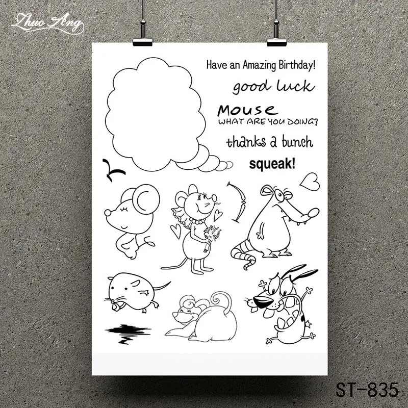 

ZhuoAng Cute little mouse Transparent Clear Stamp for Scrapbooking Rubber Stamp Seal Paper Craft Clear Stamps Card Making