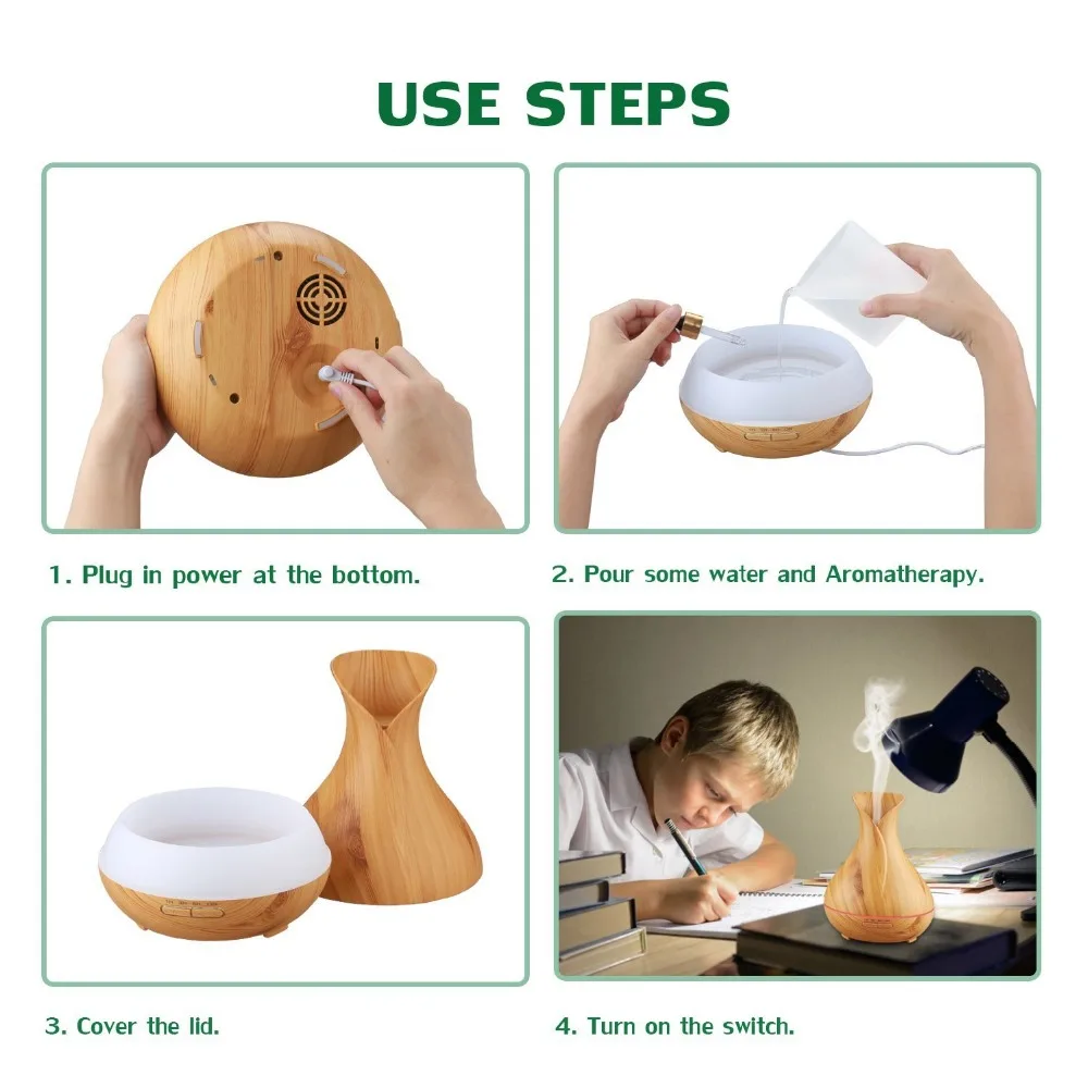 Aromacare 400ml Shipping Free Ultrasonic Wood Grain Aromatherapy Essential Oil Diffuser (7)