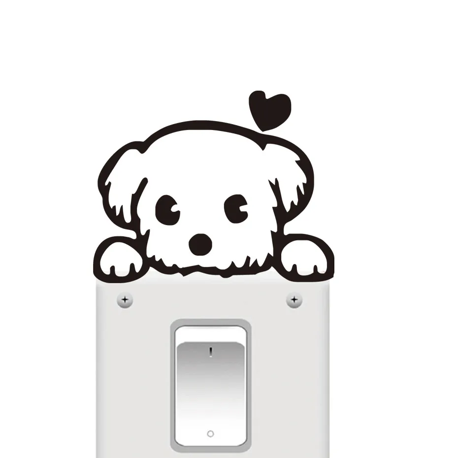 Westeng Light Switch Sticker Funny Wall Sticker Decorative Decal Cute Black Dog Pattern 1-Pack