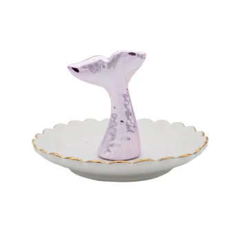 

Fish Tail Jewelry Tray Small Ring Storage Decorative Dish Plate Dressing Desk Decorative Ceramic Jewelry Props Girl Gift