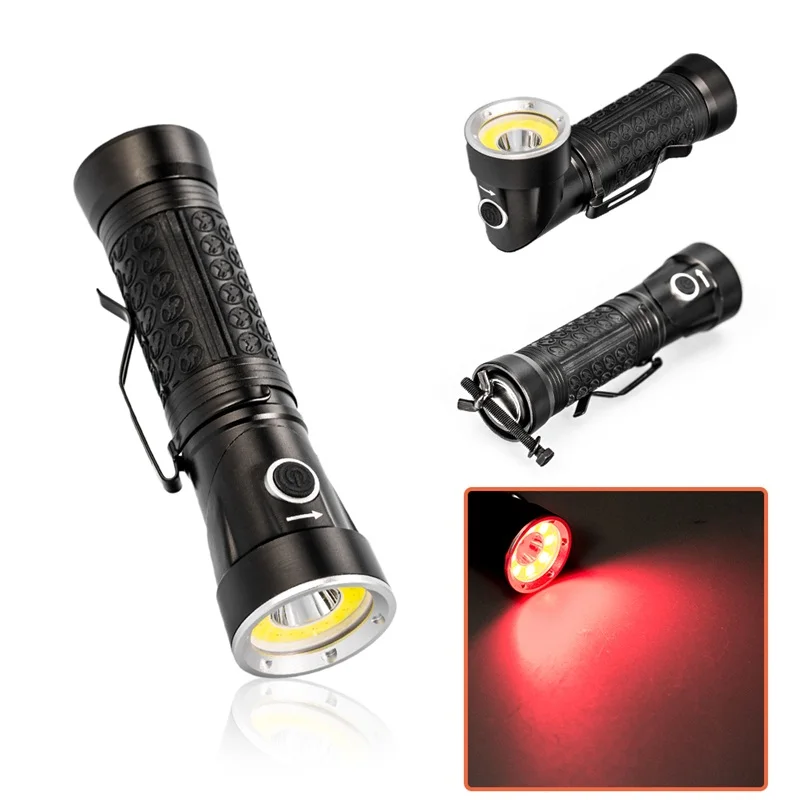 

Fold Multifunction Torch Light Powerful LED Flashlight 18650 T6+COB 6000LM 90 Degree For Hunting Camping Search Lantern Lamp