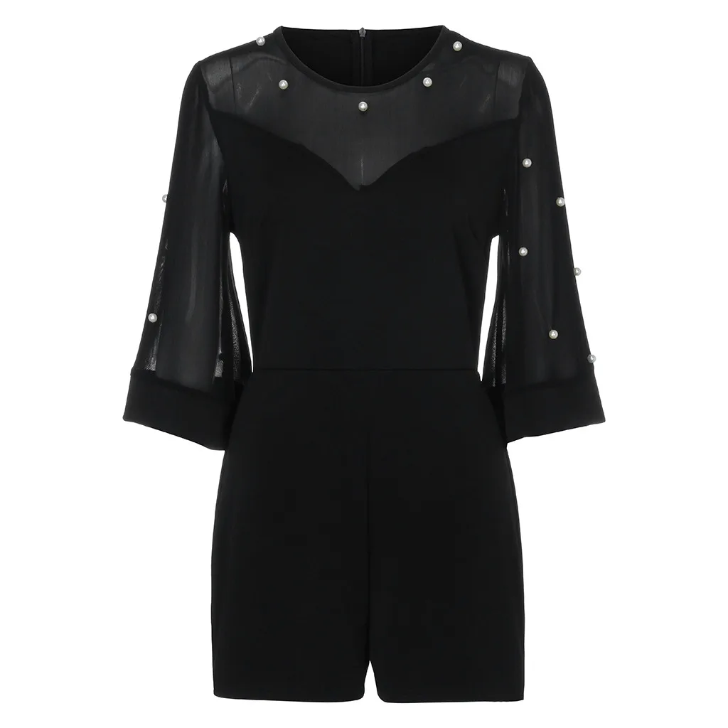 Модные женские туфли с круглым вырезом короткими рукавами жемчужное Sheer сетки