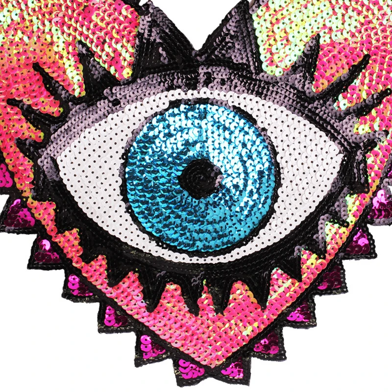 Sequins Patch for Clothes Coat Embroidery Patches Heart Eye Diy Clothing Stickers Sew on Embroidered Applique DIY Handmade|Заплатки| |