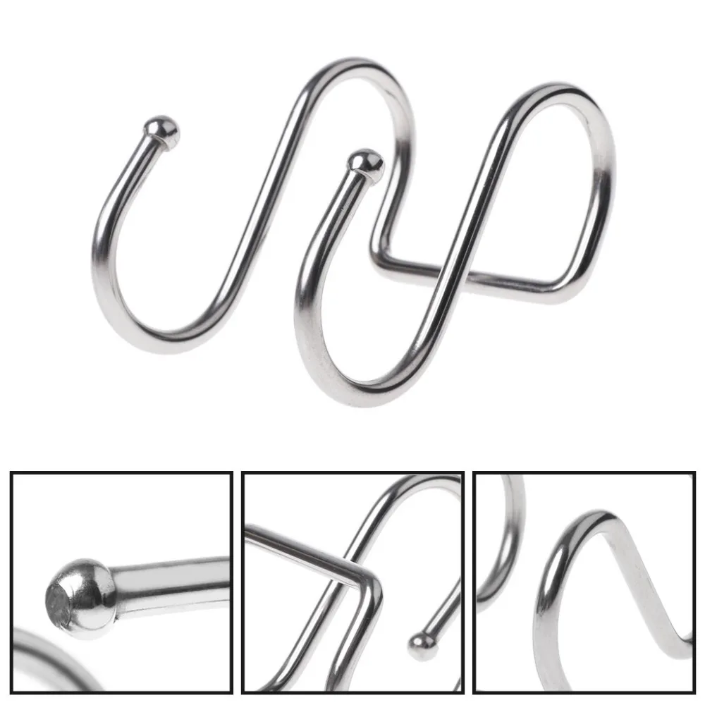 

1 Pc Stainless Steel Round S Shaped Dual Hanger Hook Kitchen Cabinet Clothes Storage