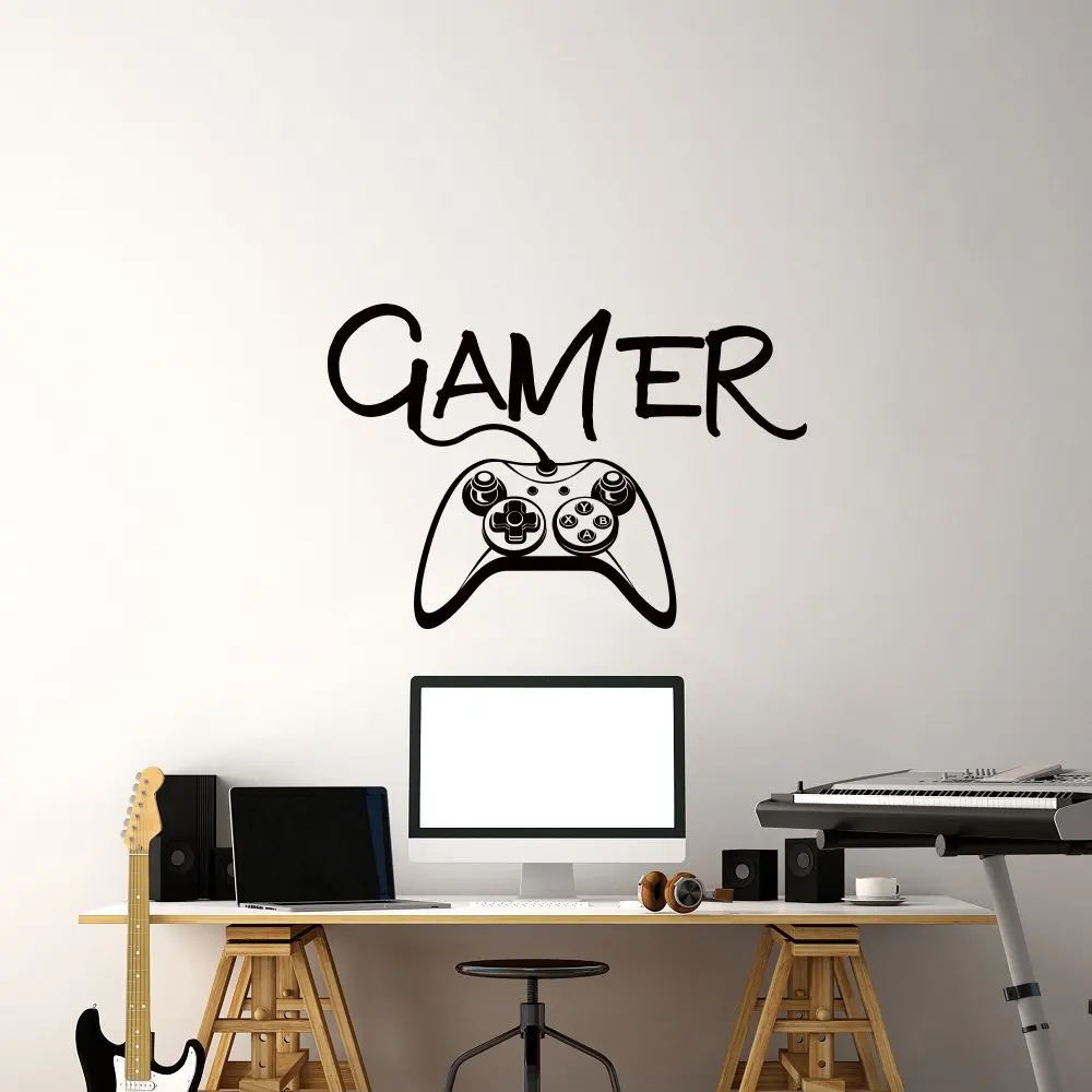 

Gamer Wall Decal Video Game Decor Pure Color Vinyl Wall Sticker for Boys Rooms Bedroom Decals Wallpaper Computer Games D460