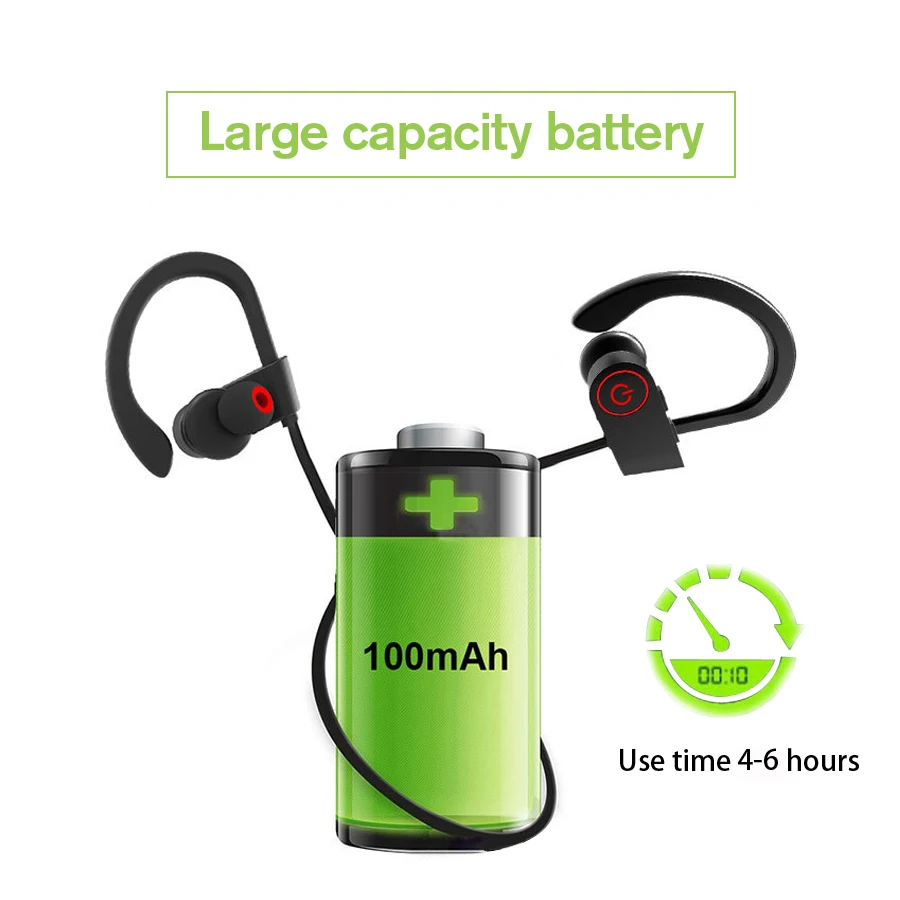 CBAOOO U8 Bluetooth Headphone Sport Wireless Bluetooth Earphone Bass Blutooth Headset Stereo IPX4 Waterproof with mic for phone