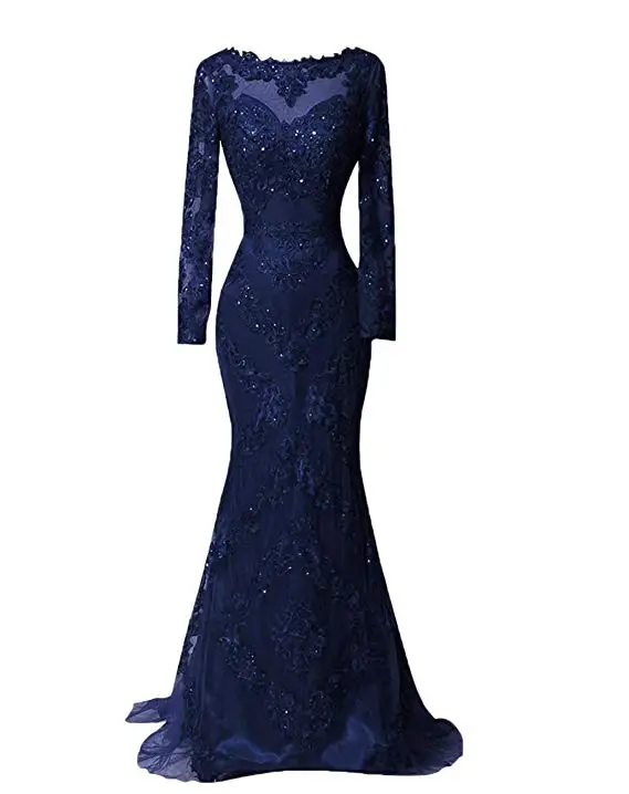 2019 Long Sleeves Mermaid Prom Gowns Sparkly Applique Sequins Party Evening Dresses Long Vestido De Festa Longo