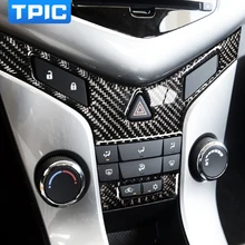 TPIC для Chevrolet Cruze, углеродное волокно, для салона автомобиля, Центральная кнопка управления, панель, отделка автомобиля, Стайлинг, наклейка, 2009-, аксессуары