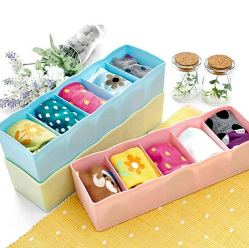

New Multi-function Desktop Drawer Storage Box Clothing Organizer Five Grid Storage Box Underwear Socks Bra Ties Organizer