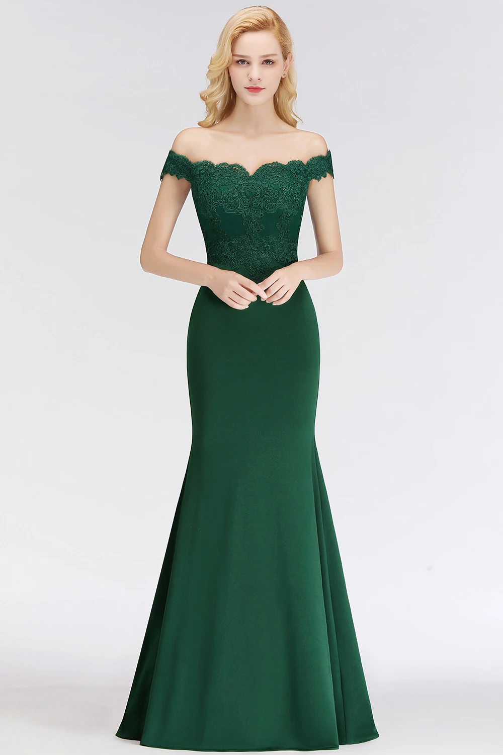 Vestidos De dama De honor sirena verde oscuro largo hasta el suelo