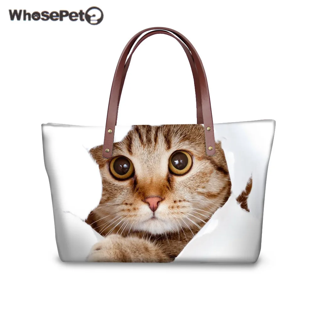 

WHOSEPET Cute Cat Shoulder Bag Women Top-handle Bags 3D Animal Printing Woman's Wallets and Hangbags Ladies Daily Clutch Bag New