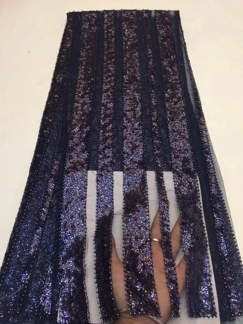 

French lace fabric 5yds/pce dhl bead tube sequins navy blue 14 colors fabrics women gorgeous luxury party event bright dress new