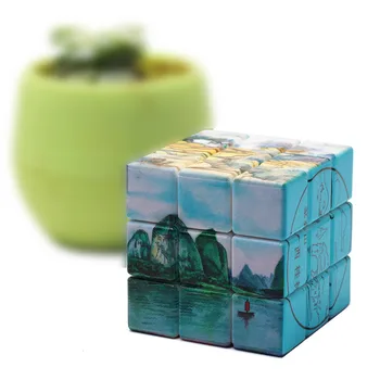

2019 New Arrivals Custom Made Magic Cube 3x3x3 Landscape UV Print Speed Puzzle 56 cm cubo magico for Children Adult