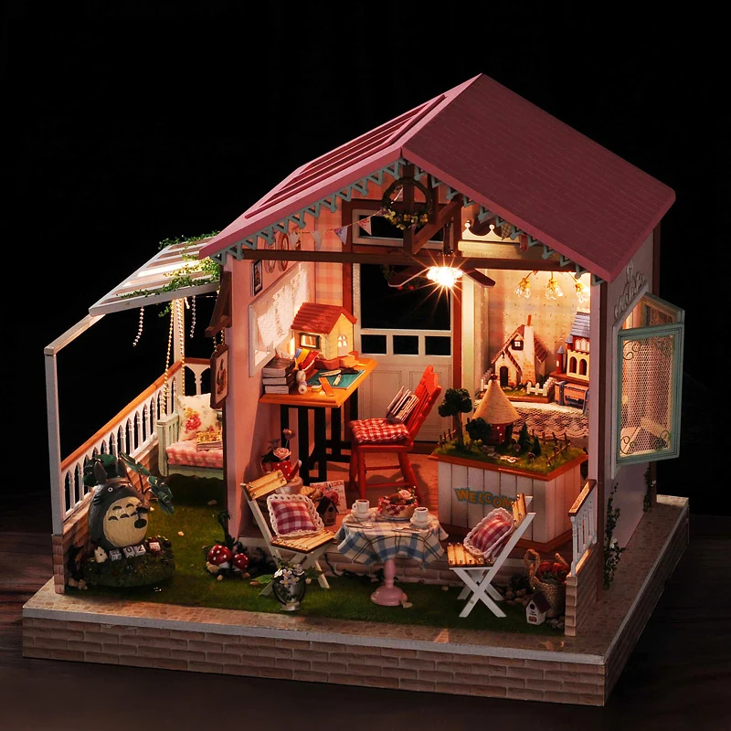 

DIY DollHouse Miniature Doll House Furniture 3D Wooden Handmade Puzzle House For Dolls Toys Gift Paris Apartment A025 #E