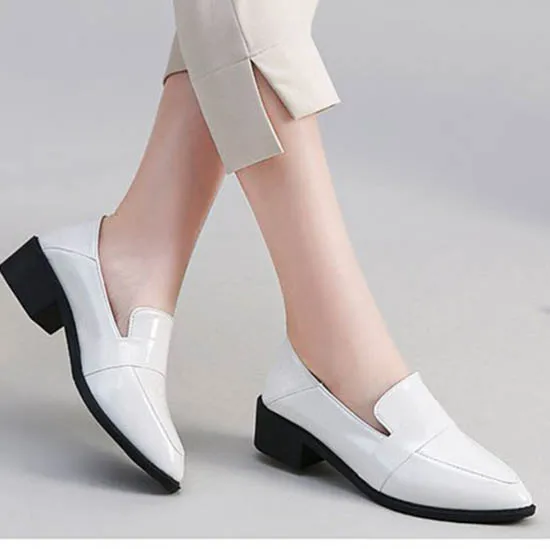 

LIHUAMAO women slip on shoes pointed toe block heel ladies dress shoes party office career outdoor walking shoes square heel