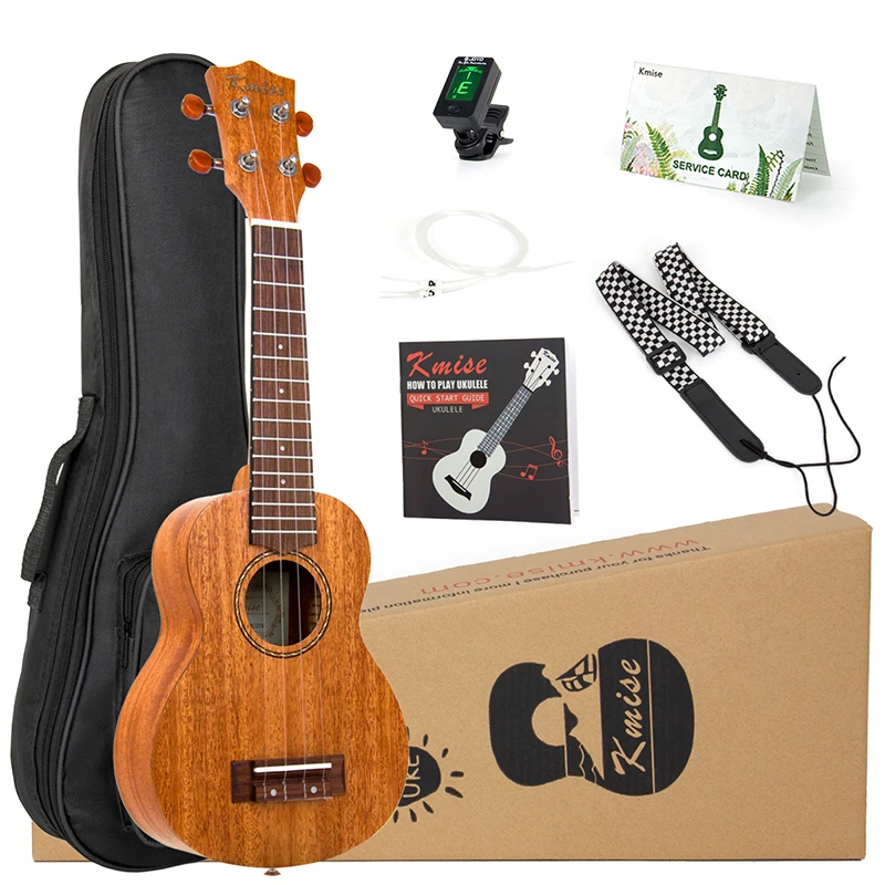 Kmise Ukulele Concert Soprano Tenor Kits Mahogany 21/23/26 inch Ukelele for Beginner + Bag Strap Case Tuner and Instruction Book