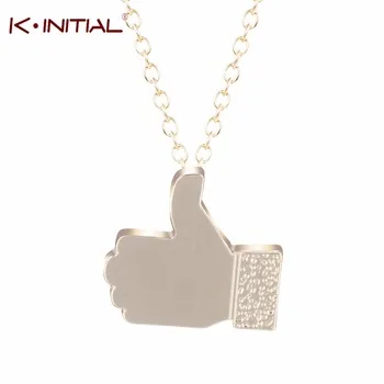 1Pcs New Design Fashion Facebook Thumb up Necklaces Lovely Gold Sliver Plated Finger Pendant Necklace Women