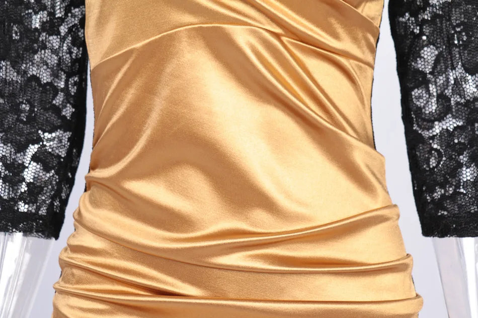 Patchwork Lace Half-sleeve V-neck Sheath Evening Bodycon Party Dress