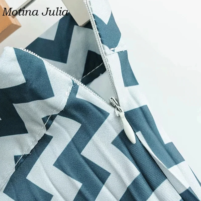 Мотина Юлия 2018 модный принт в виде волнистых плиссированная юбка подошвой