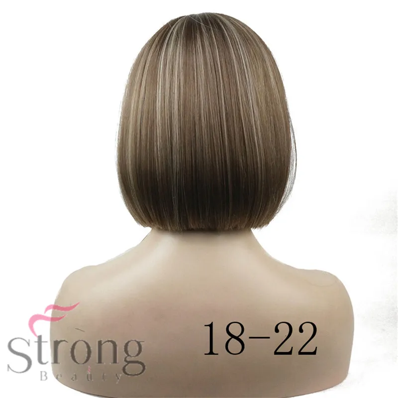 StrongBeauty синтетические короткие прямые парики женские волосы для женщин боб парик 10" - Цвет: 18-22