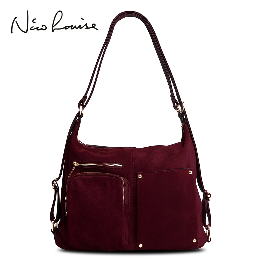 

JIULINlady Real Split Suede Leather Shoulder Bag Female Leisure Nubuck Casual Handbag Hobo Messenger Top-handle bags Sac