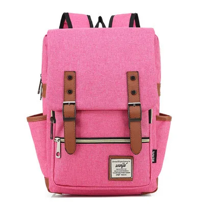 New Hot Leather Belt Anti Theft Boy Girl Student School Bag Teenagers Schoolbags Canvas Women Bagpack Men Backpack Travel Bag - Цвет: 10