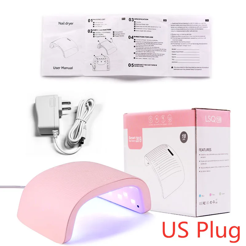 48W UV LED Nail Art Lamp Nails Dryers For Gel Manicure Set Sun Light Curing Varnish Polish Nail Lamps Machine Tools Wholesale - Цвет: Pink US Plug