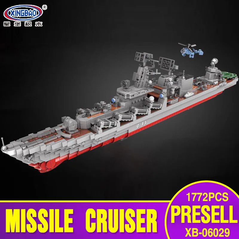 

XINGBAO 06029 1772pcs Military Series The Missile Cruiser Set Building Blocks Bricks New Kids Toys Christmas Gifts Ship Model